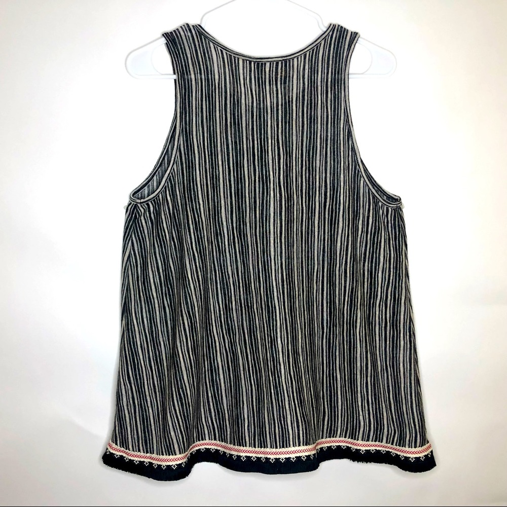 Anthropologie W5 tunic sleeveless blouse with black fringe detail at bot… - Picture 2 of 7